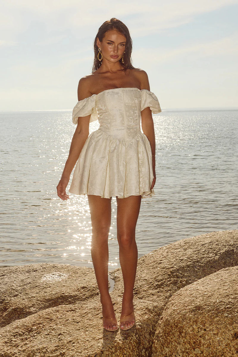 Elodie Bow Lace-Up Cotton Mini Dress main image 1