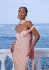 Raphaella Off Shoulder Maxi Dress - Peach