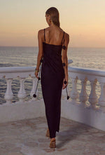 Load image into Gallery viewer, Lavena Floral Detail Maxi Dress - Black
