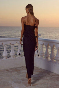 Lavena Floral Detail Maxi Dress - Black