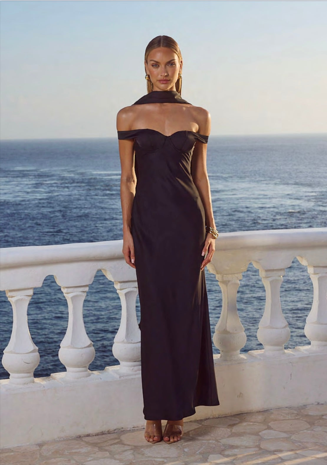 Raphaella Off Shoulder Maxi Dress - Black