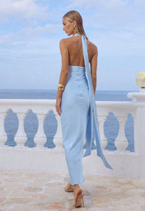 Sylvie Plunge V-Neck Maxi Dress - Sky Blue