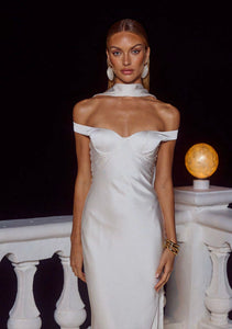 Raphaella Off Shoulder Maxi Dress - Pearl