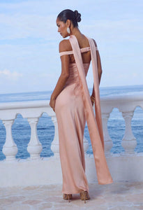 Raphaella Off Shoulder Maxi Dress - Peach