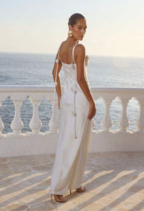 Lavena Floral Detail Maxi Dress - Pearl