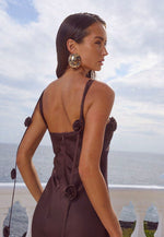 Load image into Gallery viewer, Lavena Floral Detail Maxi Dress - Bitter Chocolate
