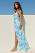 Load image into Gallery viewer, Carla Plunge Maxi Dress - Lelo Blue
