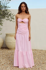 Load image into Gallery viewer, Kylie Ruched Strapless Maxi Dress - Pink
