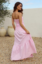 Load image into Gallery viewer, Kylie Ruched Strapless Maxi Dress - Pink
