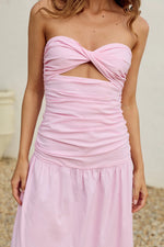 Load image into Gallery viewer, Kylie Ruched Strapless Maxi Dress - Pink
