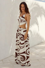 Load image into Gallery viewer, Lyla Asymmetrical Maxi Dress - Rital Swirl Chocolate
