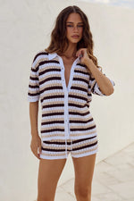 Load image into Gallery viewer, Liliana Short Sleeve Knit Top - Chocolate
