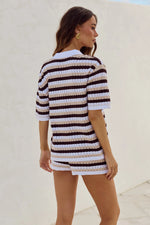 Load image into Gallery viewer, Liliana Short Sleeve Knit Top - Chocolate
