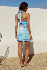 Load image into Gallery viewer, Louise Crossover Neck Mini Dress - Lelo Blue
