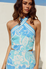 Load image into Gallery viewer, Louise Crossover Neck Mini Dress - Lelo Blue

