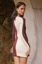 Load image into Gallery viewer, Ilana Mini Dress - Chocolate/Cream
