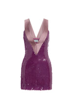 Load image into Gallery viewer, Elysia V-Neck Sequin Mini Dress - Orchid
