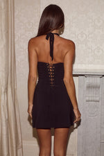 Load image into Gallery viewer, Sabrine Halter Corset Mini Dress - Black
