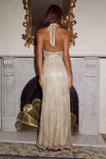 Load image into Gallery viewer, Annette Plunge V-Neck Maxi Dress - Champagne
