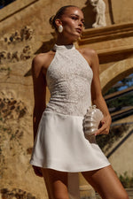 Load image into Gallery viewer, Senna Halter Open Back Mini Dress - White
