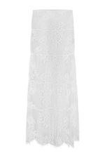 Load image into Gallery viewer, Enola Tiered Lace Maxi Skirt - White
