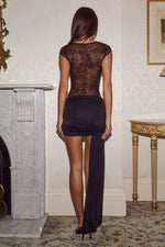 Load image into Gallery viewer, Opaline Boat Neck Lace Bodysuit - Black
