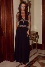 Load image into Gallery viewer, Safino Halter Low Plunge Maxi Dress - Black

