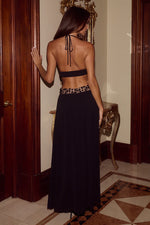 Load image into Gallery viewer, Safino Halter Low Plunge Maxi Dress - Black
