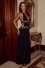 Load image into Gallery viewer, Safino Halter Low Plunge Maxi Dress - Black

