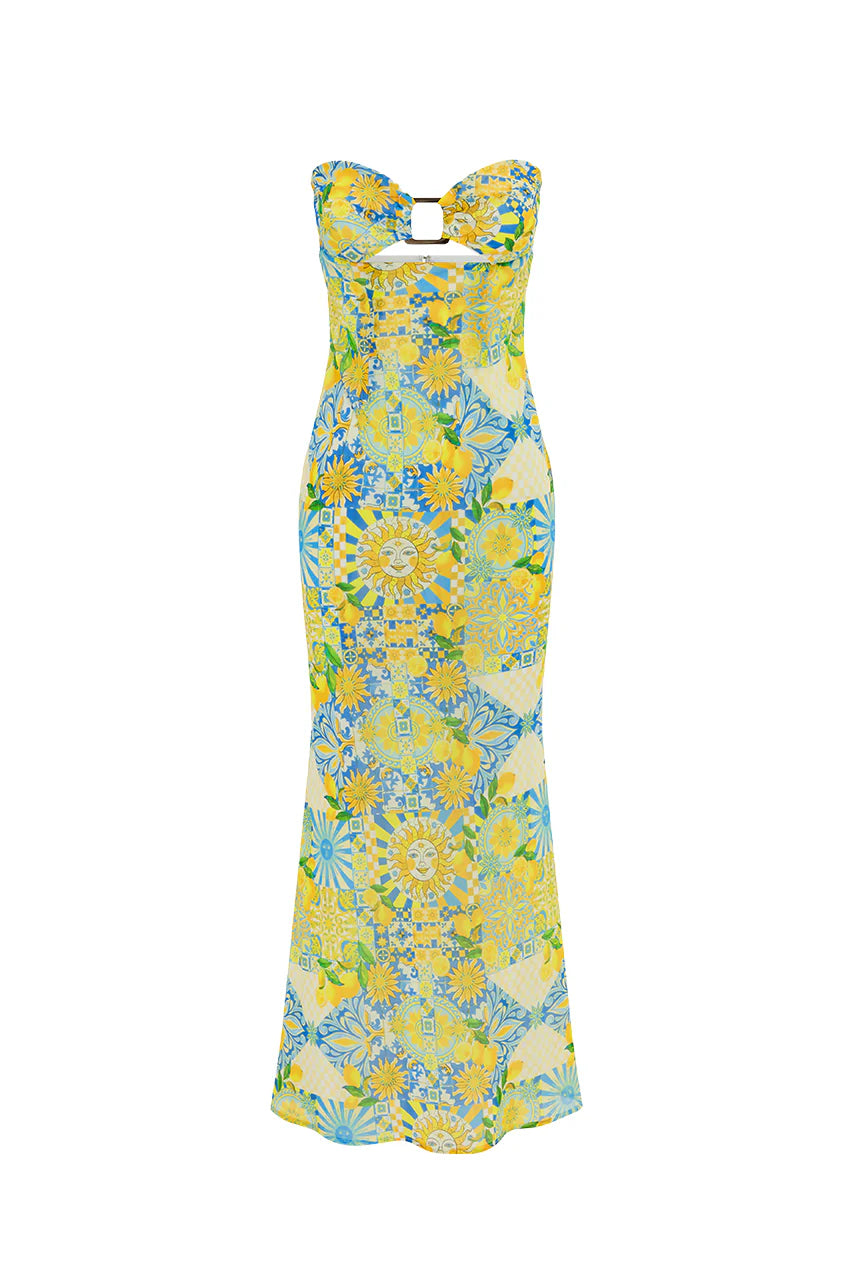 Velzy Strapless Dress - Anacapri Lemon