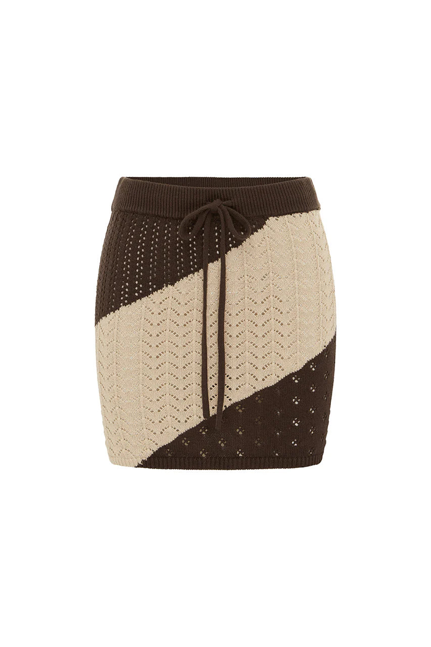 Julie Mini Skirt - Sand/Chocolate