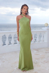 Chara Low Cross Back Maxi Dress - Olive