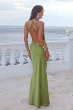 Load image into Gallery viewer, Chara Low Cross Back Maxi Dress - Olive
