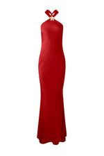 Load image into Gallery viewer, Chara Low Cross Back Maxi Dress - Cherry
