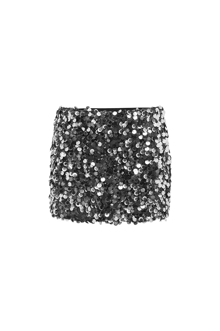 Idalia Sequin Mini Skirt - Silver