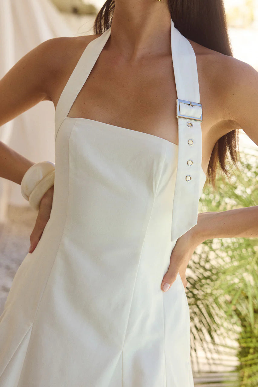Astrid Halter Midi Dress - White