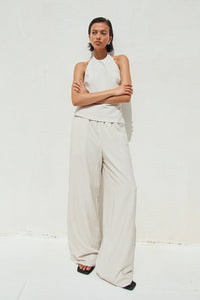 Heather Pant - Stone Pinstripe