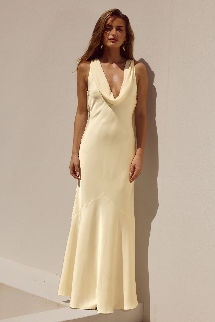Gabriella Cowl Maxi Dress - Lemon