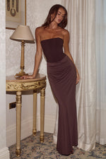 Load image into Gallery viewer, Taleah Strapless Corset Maxi Dress - Espresso
