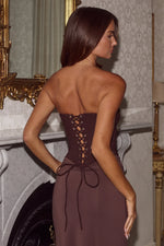 Load image into Gallery viewer, Taleah Strapless Corset Maxi Dress - Espresso
