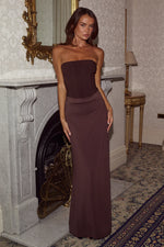 Load image into Gallery viewer, Taleah Strapless Corset Maxi Dress - Espresso
