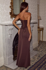 Load image into Gallery viewer, Taleah Strapless Corset Maxi Dress - Espresso
