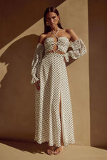 Load image into Gallery viewer, Karma Maxi Dress - White Polka
