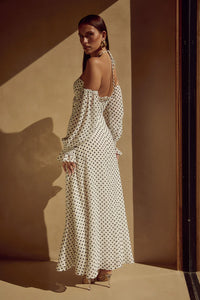 Karma Maxi Dress - White Polka