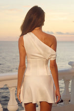 Load image into Gallery viewer, Bambi One Shoulder Mini Dress - White
