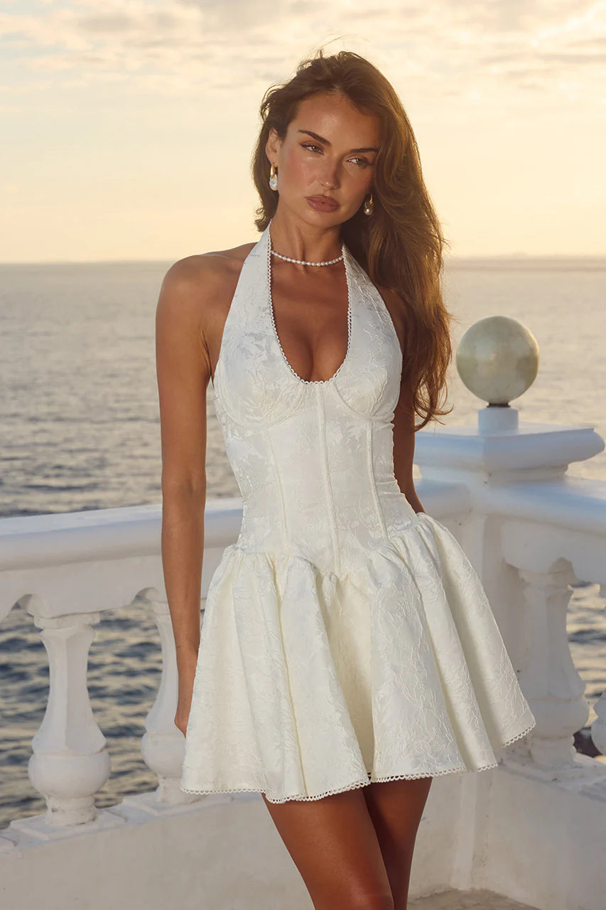 Amity V-Neck Corset Mini Dress - Ivory