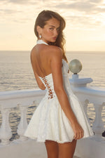 Load image into Gallery viewer, Amity V-Neck Corset Mini Dress - Ivory
