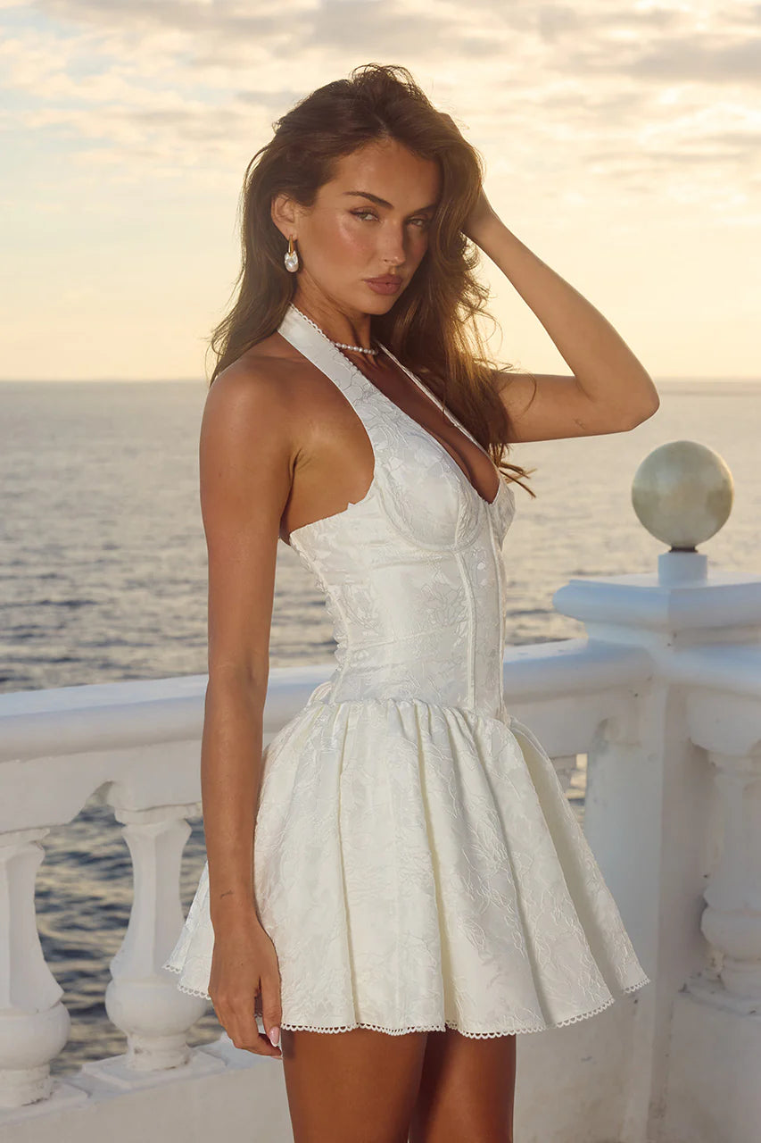 Amity V-Neck Corset Mini Dress - Ivory
