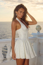 Load image into Gallery viewer, Amity V-Neck Corset Mini Dress - Ivory
