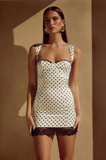 Load image into Gallery viewer, Claudelle Mini Dress - White Polka
